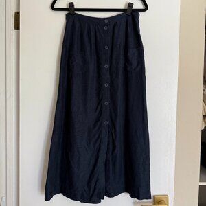 Reformation Navy Midi Skirt